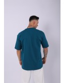 UNISEX %100 PAMUK OVERSIZE DÜZ T-SHIRT PETROL