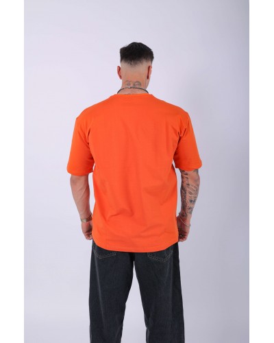 UNISEX %100 PAMUK OVERSIZE DÜZ T-SHIRT TURUNCU