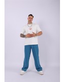 UNISEX DİRTY LİZART BASKILI OVERSIZE T-SHIRT EKRU