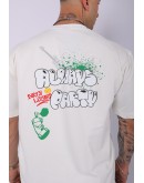 UNISEX DİRTY LİZART BASKILI OVERSIZE T-SHIRT EKRU