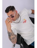 UNISEX DİRTY LİZART BASKILI OVERSIZE T-SHIRT EKRU