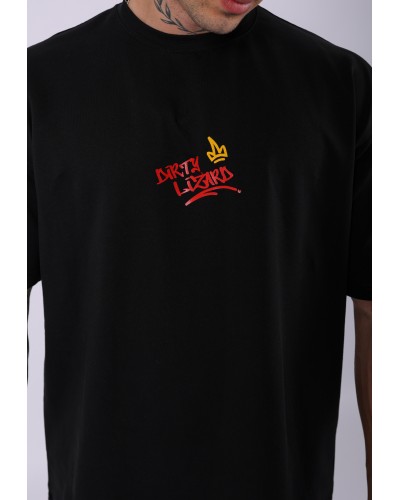UNISEX DİRTY LİZART BASKILI OVERSIZE T-SHIRT SİYAH