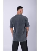 UNISEX LESCHO NAKIŞLI ÖZEL YIKAMALI OVERSIZE T-SHIRT