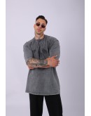 UNISEX NAKIŞLI BASKILI ÖZEL YIKAMALI OVERSIZE T-SHIRT
