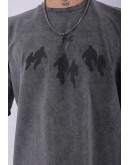 UNISEX NAKIŞLI BASKILI ÖZEL YIKAMALI OVERSIZE T-SHIRT
