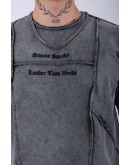 UNISEX NAKIŞLI ÖZEL YIKAMALI PARÇA DİKİŞLİ OVERSIZE T-SHIRT