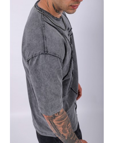 UNISEX NAKIŞLI ÖZEL YIKAMALI PARÇA DİKİŞLİ OVERSIZE T-SHIRT