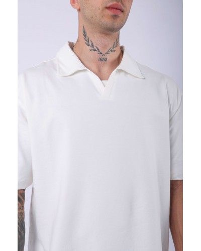 UNISEX POLO YAKA DÜZ EKRU OVERSIZE T-SHIRT UNISEX POLO YAKA DÜZ EKRU OVERSIZE T-SHIRT