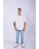 UNISEX POLO YAKA DÜZ EKRU OVERSIZE T-SHIRT