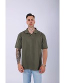 UNISEX POLO YAKA DÜZ HAKİ OVERSIZE T-SHIRT