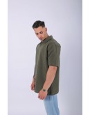 UNISEX POLO YAKA DÜZ HAKİ OVERSIZE T-SHIRT