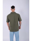 UNISEX POLO YAKA DÜZ HAKİ OVERSIZE T-SHIRT