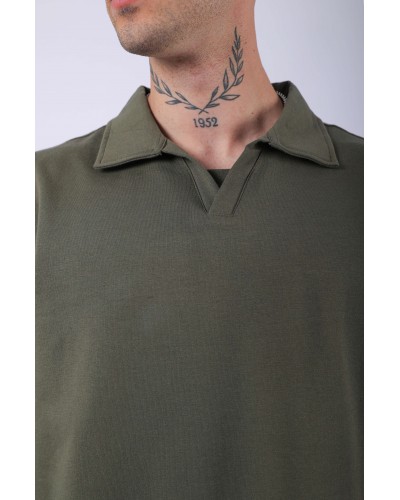 UNISEX POLO YAKA DÜZ HAKİ OVERSIZE T-SHIRT UNISEX POLO YAKA DÜZ HAKİ OVERSIZE T-SHIRT