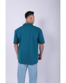 UNISEX POLO YAKA DÜZ PETROL OVERSIZE T-SHIRT
