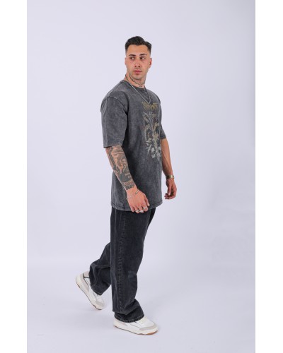 UNISEX SLİPKNOT BASKILI ÖZEL YIKAMALI OVERSIZE T-SHIRT